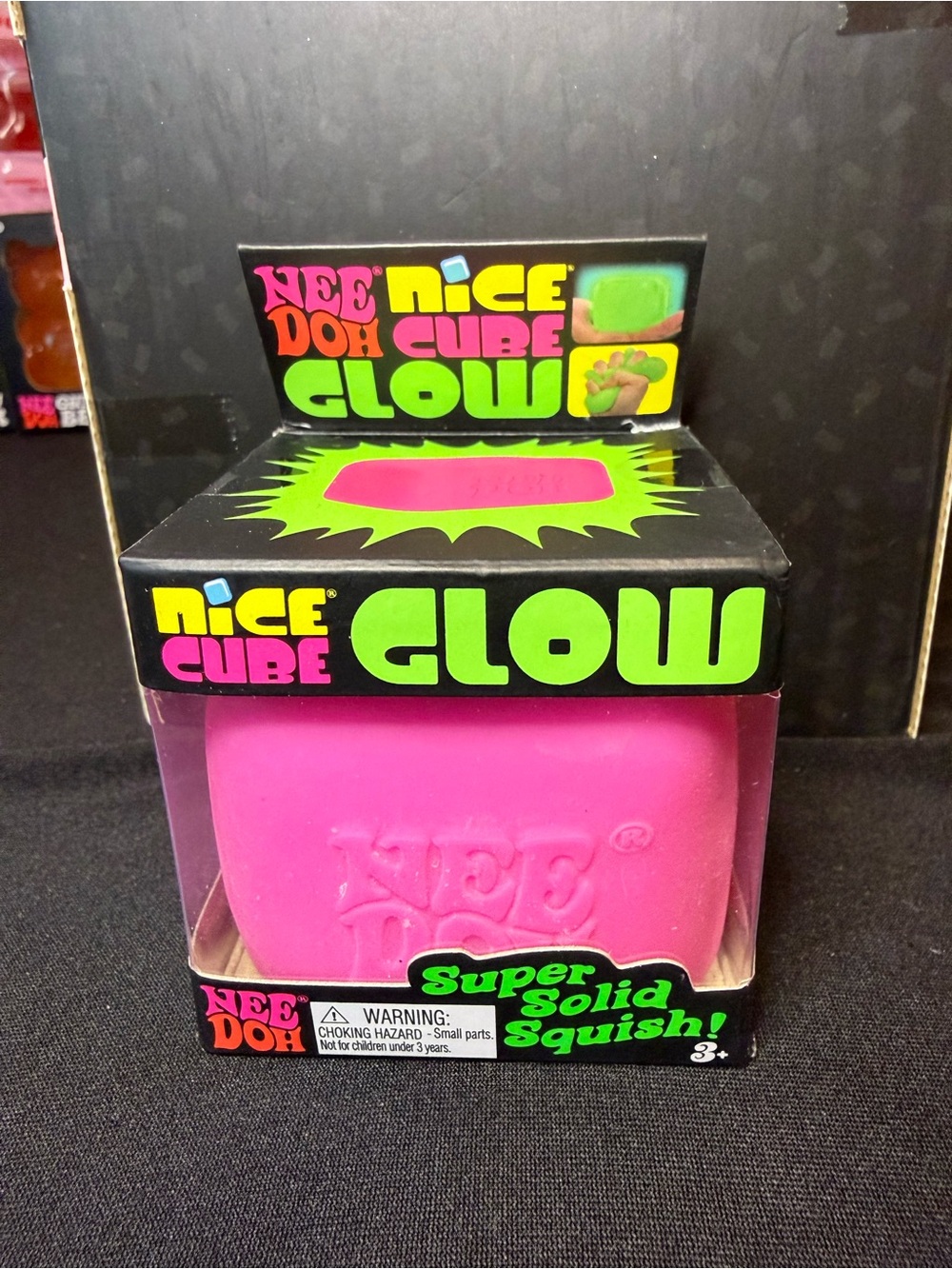 NeeDoh Nice Cube Glow - Pink Super Solid Squish Toy